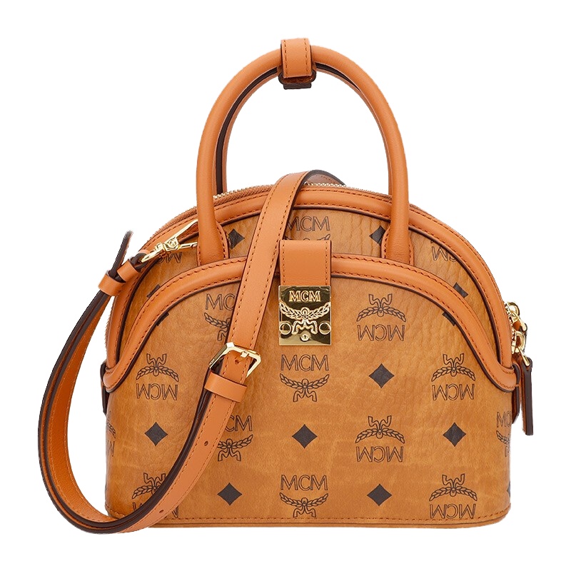MCM 女士新款Anna Visetos干邑色人造革配牛皮革手提单肩斜挎包MWTBSNN02CO001礼物