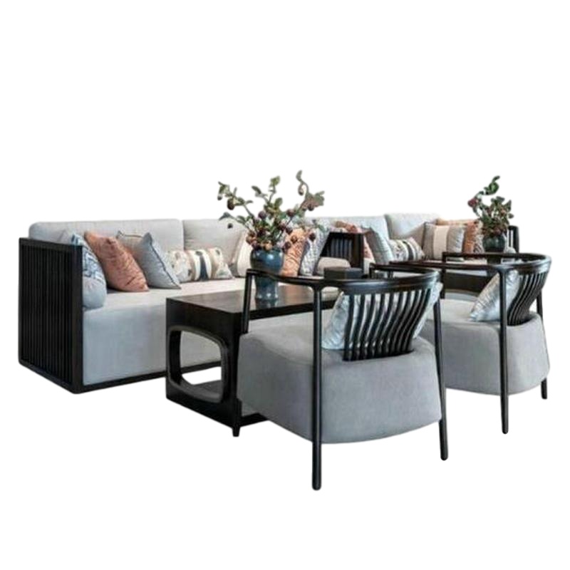 逐鹿中原新中式实木布艺卡座沙发HY-635洽谈区接待区家具茶楼实木