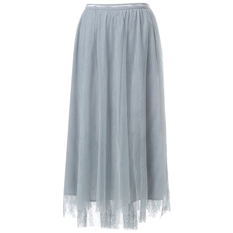 欧昵雪夏季蕾丝纱半身裙百搭高腰中长款A字蓬蓬仙女裙