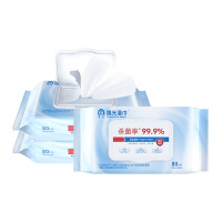 国光卫生湿巾80抽*3包无酒精婴幼儿擦手家用卫生湿纸巾家庭大包装