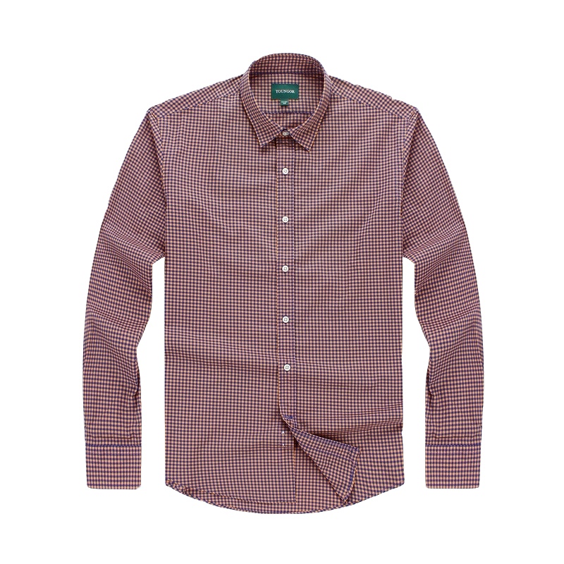 Youngor/雅戈尔秋冬新品男士商务正装纯棉桔色长袖衬衫501TJY