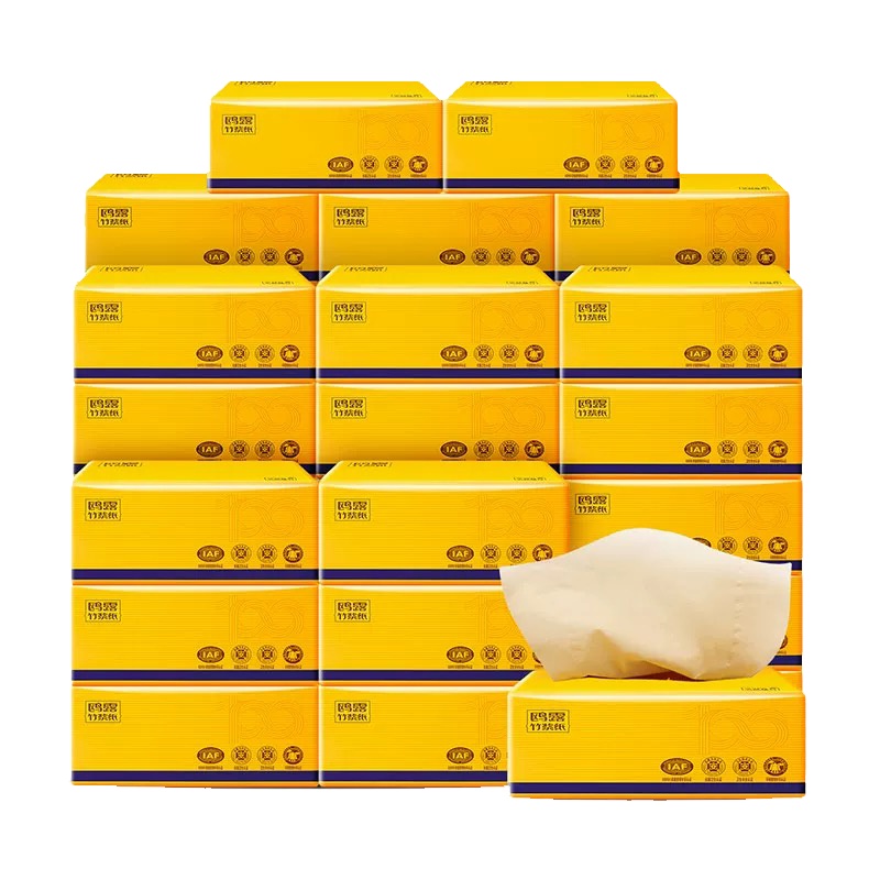 鸥露 竹浆本色抽纸三层80抽*30包纸巾 家用实惠装整箱销售