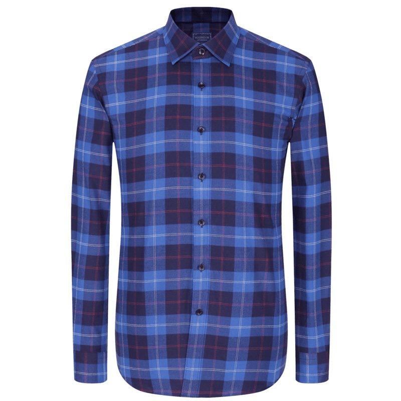 Youngor/雅戈尔男装时尚都市蓝色衬衫073HBA