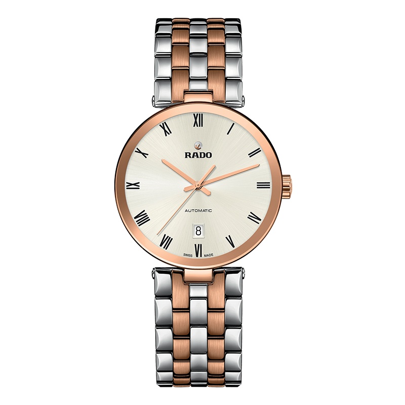 雷达(RADO)瑞士手表 佛罗伦萨系列商务休闲新款 自动机械男表 38mm浅色罗马刻度盘钢带 R48902113