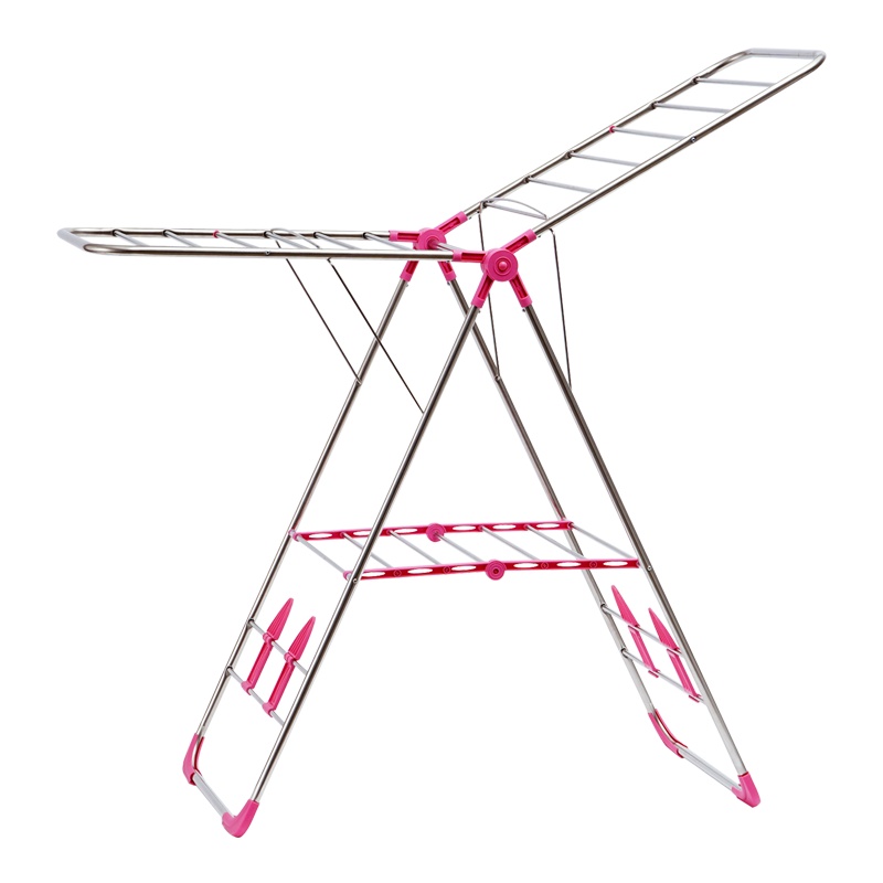 欧润哲 晾衣架 翼型落地可折叠衣架 大型多用途晒衣架 室内外阳台晒衣杆