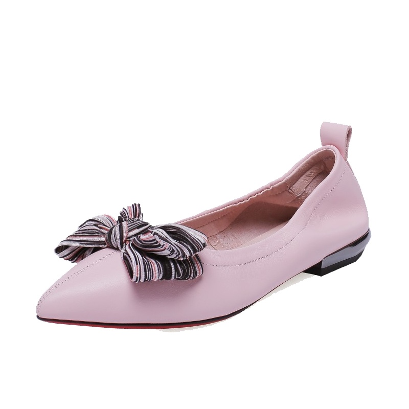 格瑞迪欧牛皮 春秋季新款女鞋蝴蝶结懒人鞋开车鞋时尚低跟真皮尖头浅口单鞋827