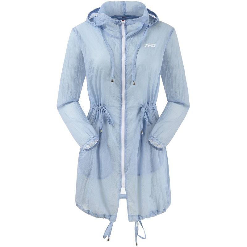 TFO时尚潮流透气轻便面料科技连帽中长款轻薄防晒女款皮肤风衣