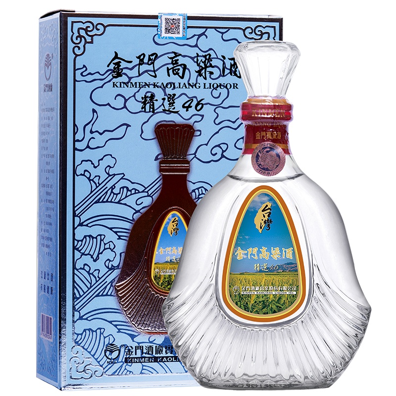 台湾特产600ml台湾金门高粱酒46度精选46单盒装清香型白酒