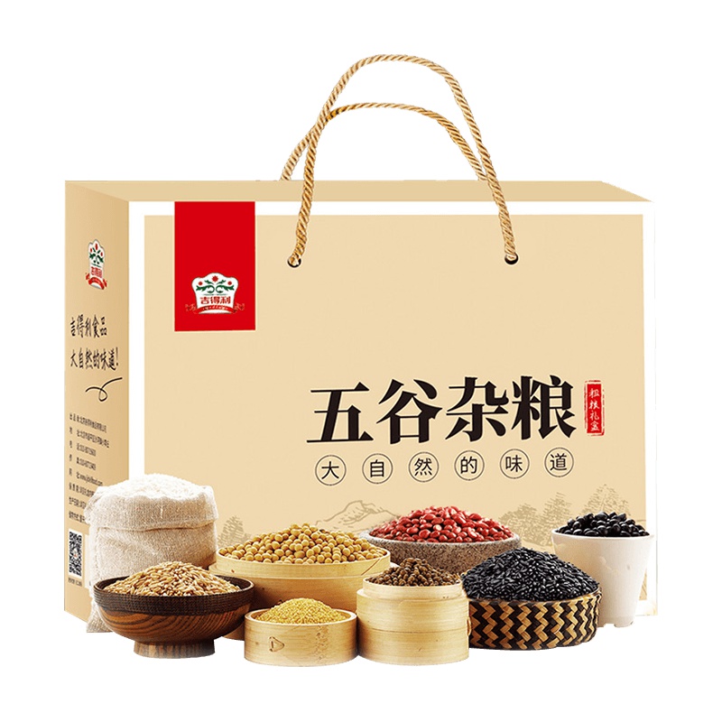 吉得利 京选礼盒 中秋送礼 五谷杂粮4000g (小米 糙米 燕麦米 黑米 黄豆 红豆 绿豆 黑豆)八宝粥原料粗粮