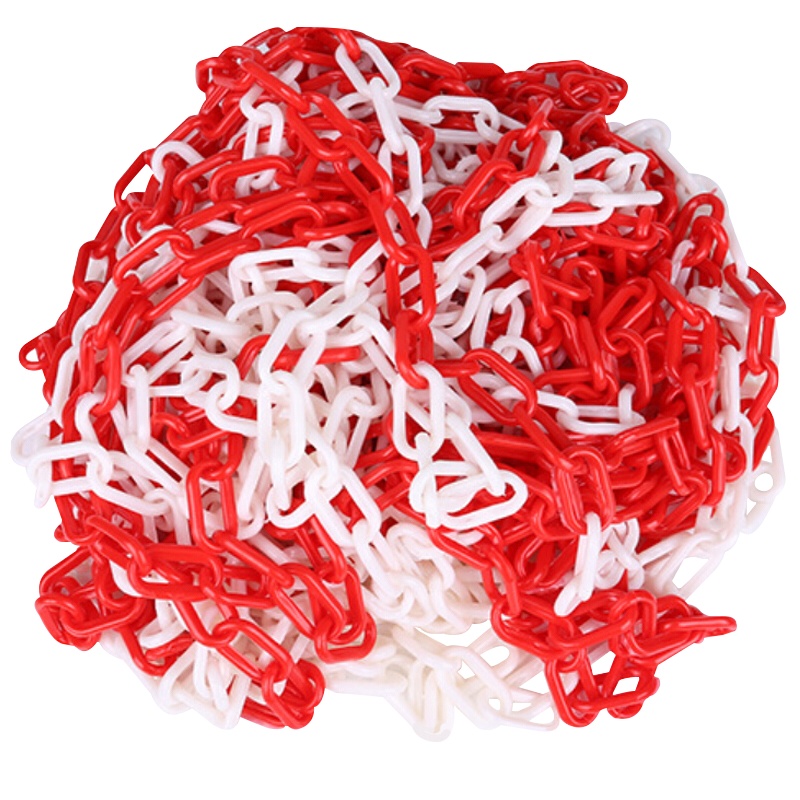 海斯迪克 HKLZ-1 警示防护塑料链条 路锥链条 酒店隔离 路障锥/雪糕筒链接件安全链条 警示链条 红白25米/3条