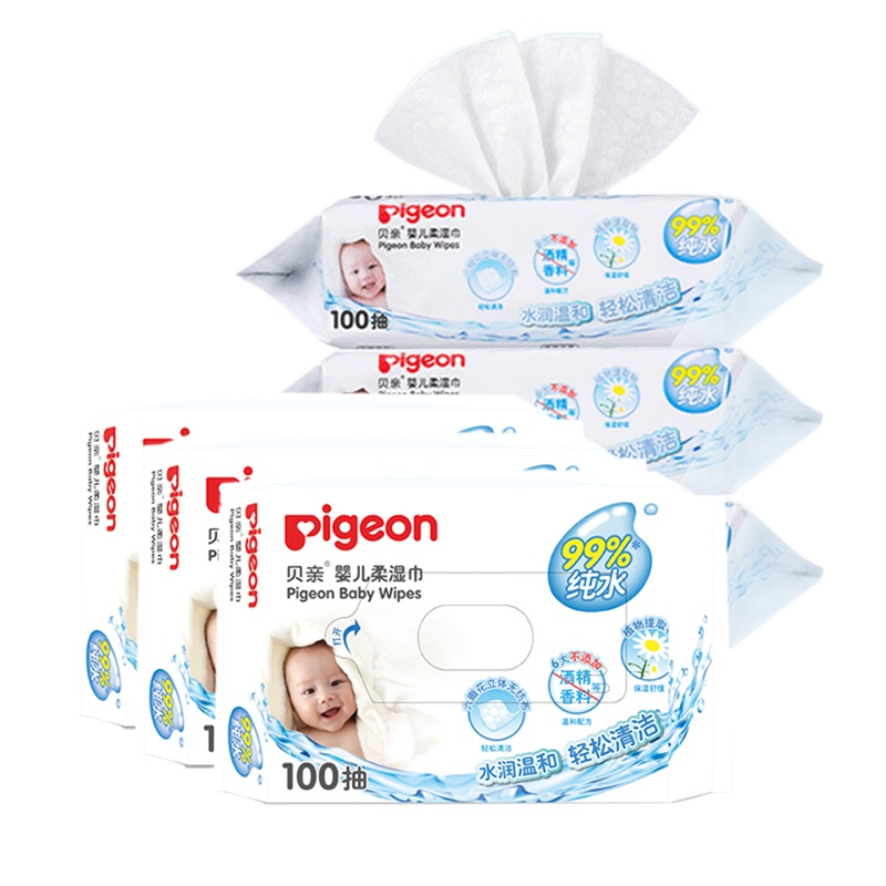 贝亲 (pieon)婴儿柔湿巾100片装 6连包-pl347