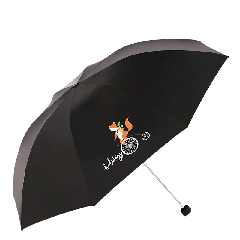 天堂伞旗舰店雨伞经典商务折叠晴雨两用伞有效拒水定制广告伞男女 黑胶趣味款-小狐狸