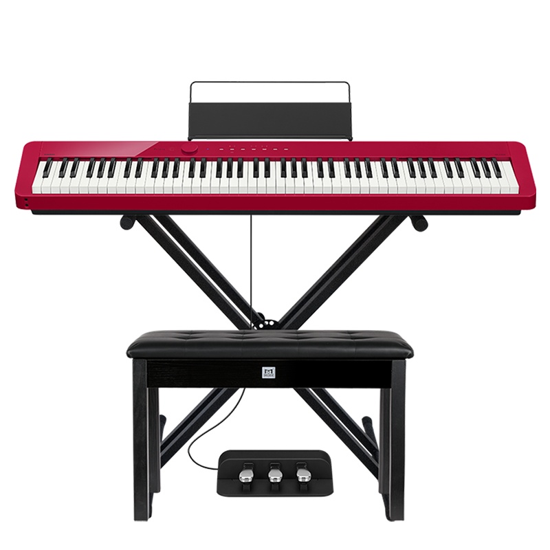 卡西欧(CASIO)电钢琴PX-S1000RD红色 纤薄便携时尚88键 智能触屏 (单机+X架+三踏板)