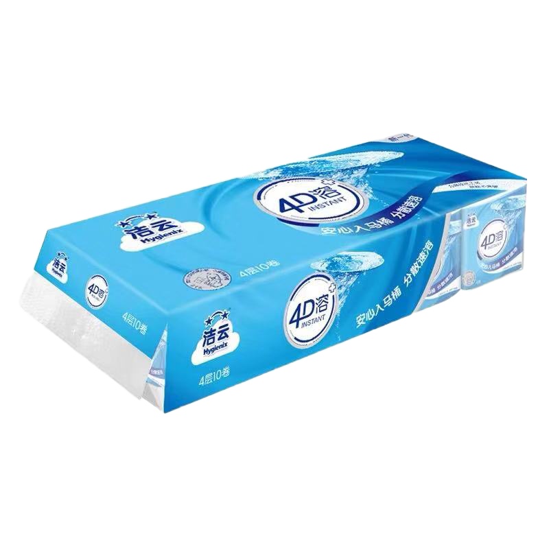 洁云 4D 溶有芯卷纸 4层160克/卷 10卷/提 JR