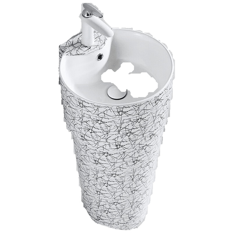 时尚家装创意个性陶瓷立柱盆卫生间艺术洗脸盆阳台落地式一体洗手池小户型 放心购安心抵