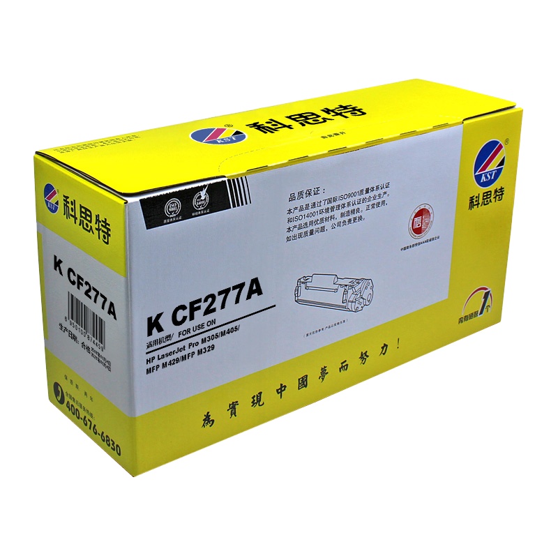 科思特K CF277A(不带芯片)一体式硒鼓A4,5%覆盖率,打印量3100(单位:盒)黑色