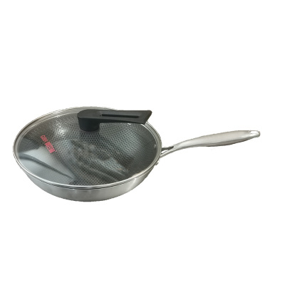 德国钢巴赫32cm无耳全屏蜂巢炒锅不粘锅双屏304l不锈钢家用二代电磁炉