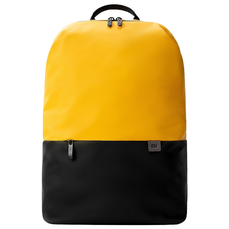 小米简约休闲双肩包男女多功能笔记本电脑包运动时尚双肩包潮流学生背包学院风书包 黄色
