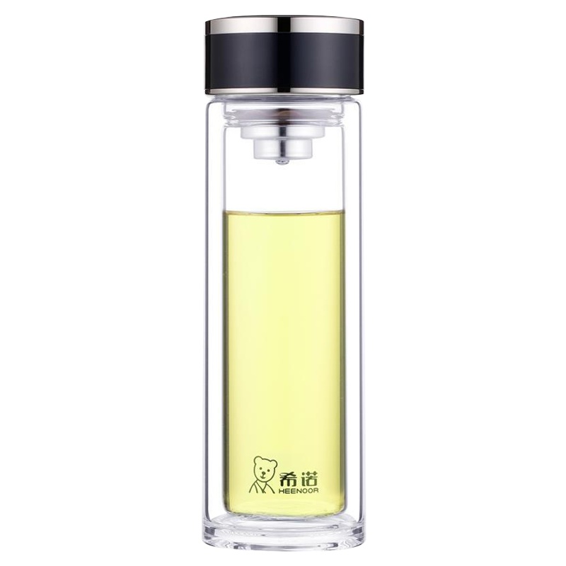 希诺 XN-7065 双层玻璃杯 220ml 耐热防烫商务简约滤网泡茶便携水杯 (单位:个)