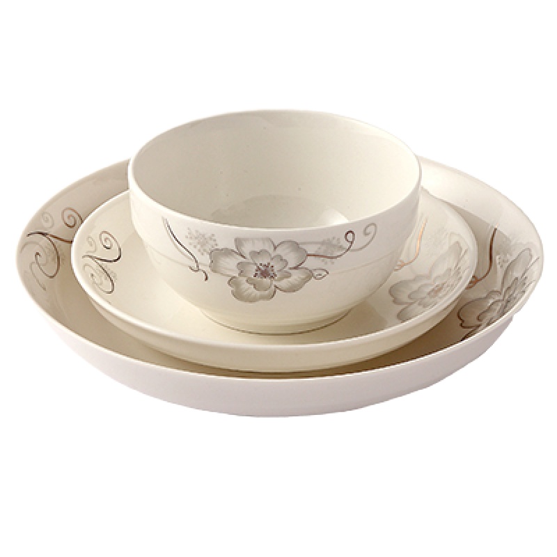 时光旧巷碗碟套装创意家用面汤碗盘单个组合吃饭陶瓷餐具可爱中式碗盘子 爱丽丝组合装