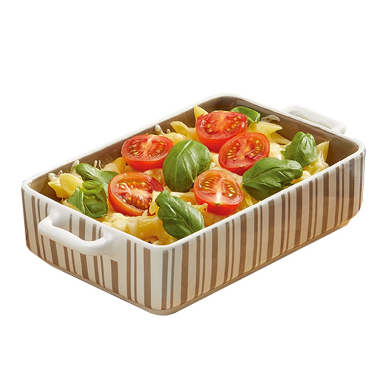 苏氏陶瓷(SUSHI CERAMICS)烤盘家用芝士焗饭盘烤箱专用烘焙用具长方形双柄小号陶瓷烤盘8.8英寸