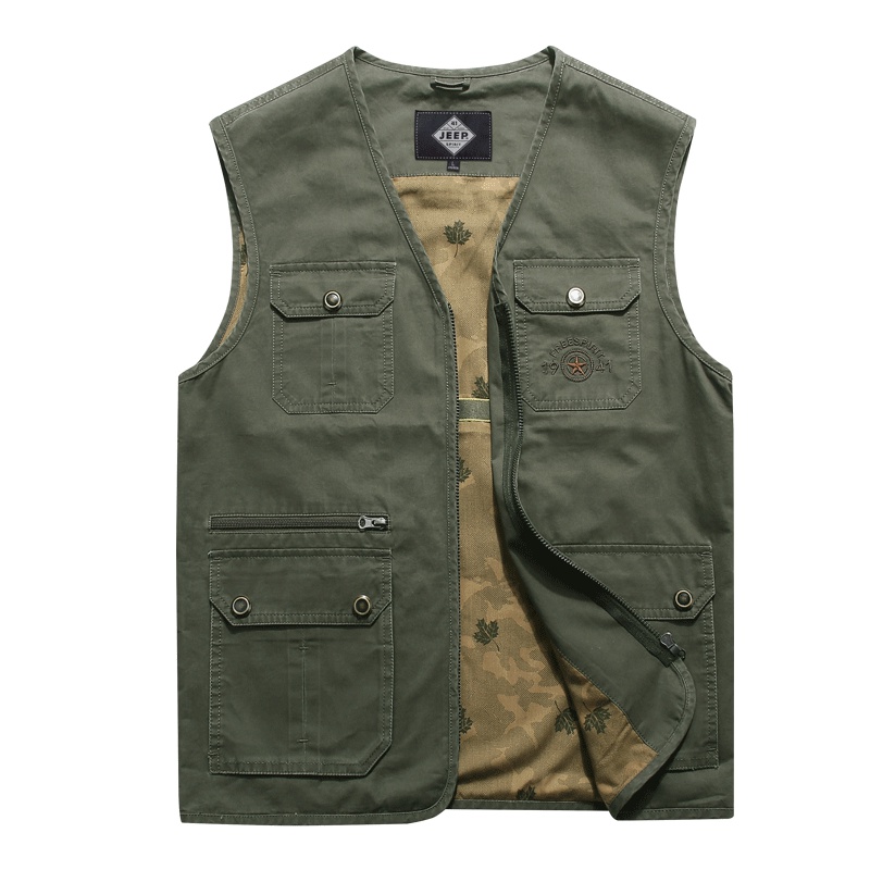 吉普春夏男士马甲户外摄影钓鱼休闲外套运动背心防水透气坎肩男