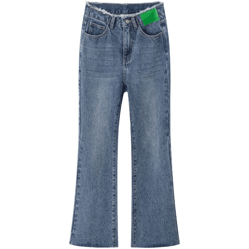 OtherMix高腰显瘦喇叭裤绿环保系列女2021年新款春季九分牛仔裤子