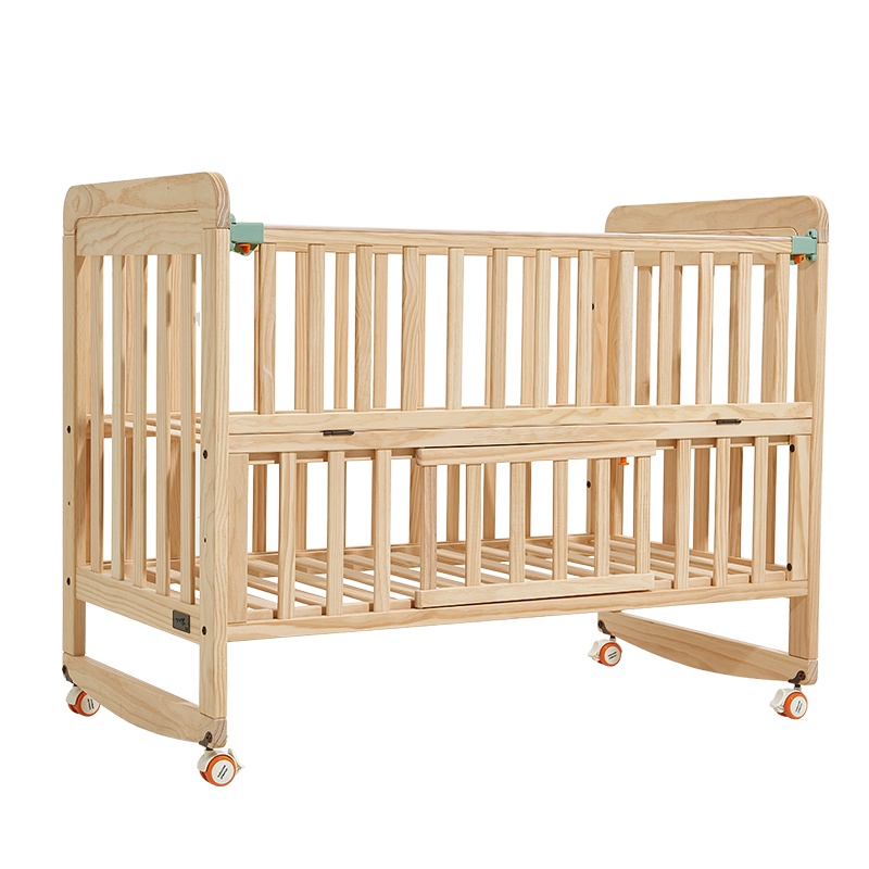 babycare婴儿床 宝宝实木拼接大床 多功能儿童床 新生儿蒙柯床 婴儿床 乔伊斯床-无漆款(需配100*56床垫)