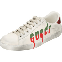 古驰GUCCI Ace 脏脏鞋 油漆光面皮576137红绿尾 男士低帮鞋运动鞋