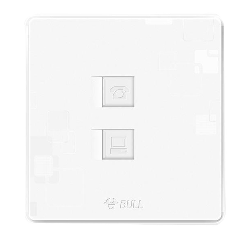 公牛(BULL)开关插座 G18T212电话电脑插座墙壁电话线网络网线插座面板电脑电话插座 幻影白