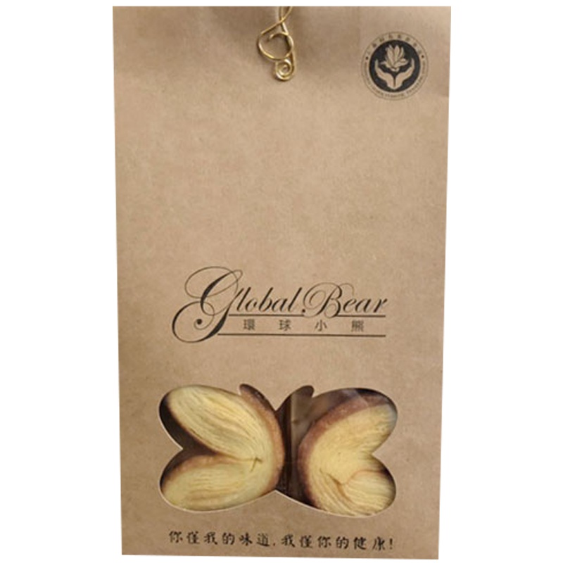 环球小熊 手工制作蝴蝶酥饼干千层酥128g(约16只)袋装早餐心形饼干代餐休闲食品