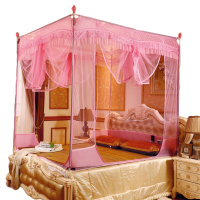 吉岳Giyou蚊帐 24眼超柔帐纱 加密网眼不锈钢纤维支架 坐床U型门拉链外穿杆三开门蚊帐