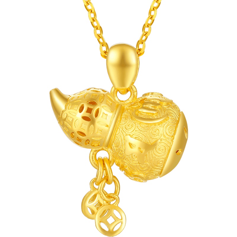 周大生黄金吊坠正品新款足金葫芦福禄铜钱挂坠可配项链金吊坠女黄金饰品 女士珠宝首饰