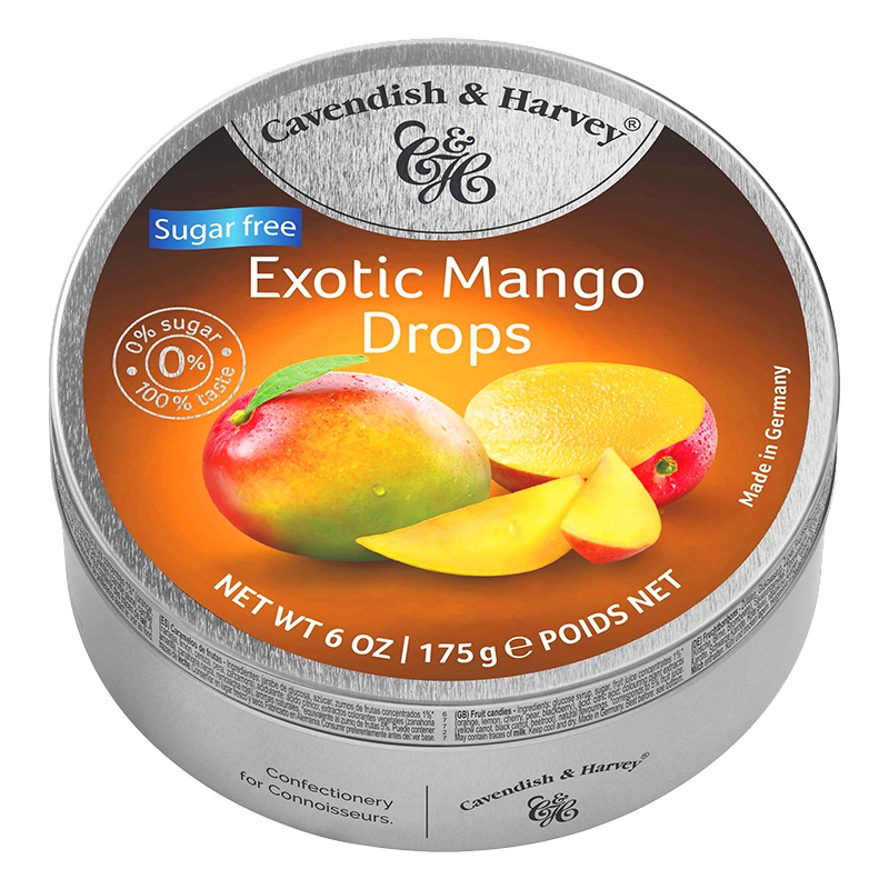 德国进口嘉云糖无糖芒果味硬糖175g