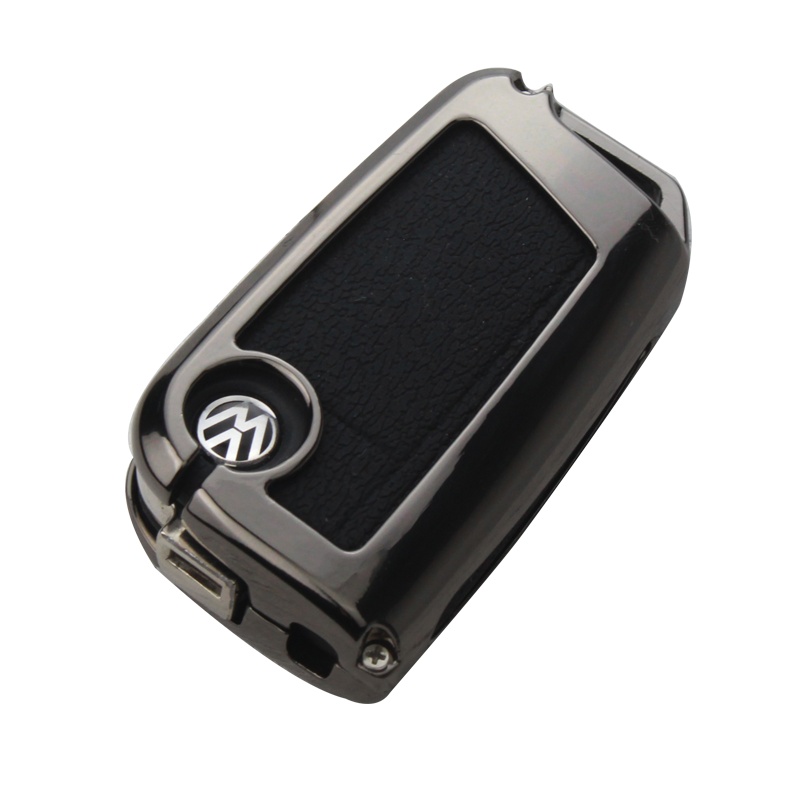 尤利特大众车钥匙套迈腾速腾朗逸途观帕萨特宝来polo高尔夫凌度钥匙扣钥匙包黑色(两种款式)带灯型扣