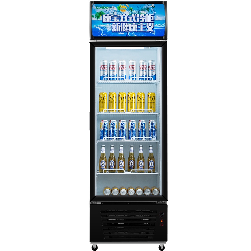 康宝(Canbo)展示柜冷藏冰柜立式商用保鲜柜单门饮料柜大容量绿色制冷超市便利店冰柜陈列柜 LGL228-A(228升)