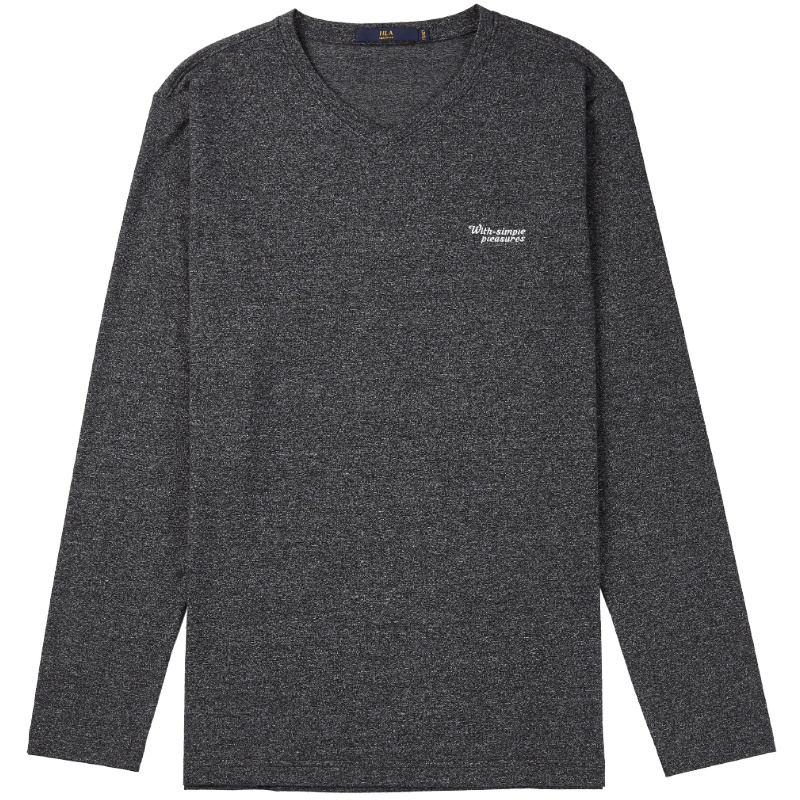 HLA海澜之家时尚提花V领长袖T恤2019秋季简约舒适长T男-HNTAD3R069A