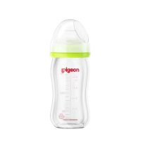 贝亲新生婴儿奶瓶宽口径玻璃奶瓶宝宝防胀气奶瓶防摔160ml 绿色AA71