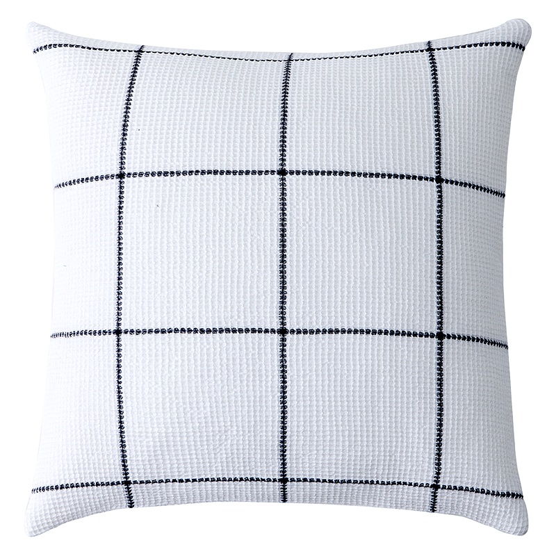 苏宁极物 色织蜂巢格子纯棉抱枕套