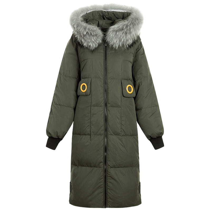 拉夏贝尔Puella韩版中长款学生过膝派克服大毛领外套羽绒服女20011199