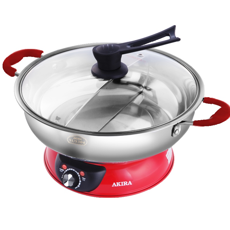 新加坡爱家乐(AKIRA) 鸳鸯电火锅 中国红 家用4-6-8人大容量插电分体式电热锅