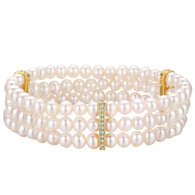 佰色传情淡水珍珠手链女三层多层弹力绳可调节时尚气质2019新款珍珠手镯