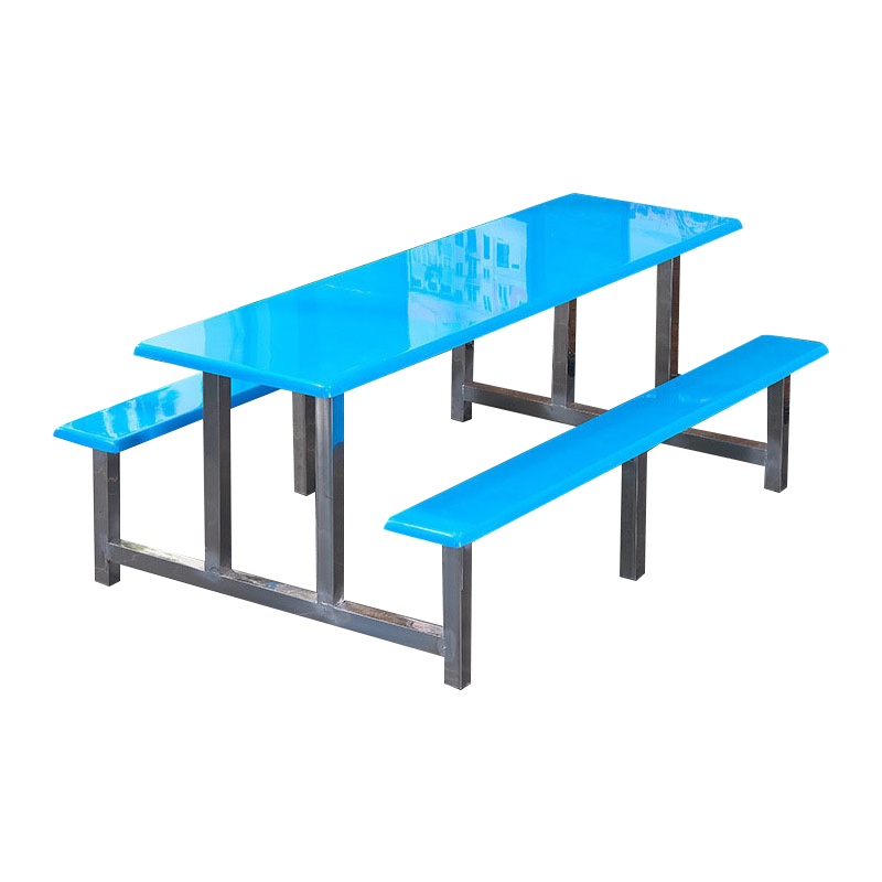 铭威盾不锈钢餐桌连体餐桌椅组合学校食堂员工小吃店快餐桌椅4人6人8人8人位玻璃钢餐桌