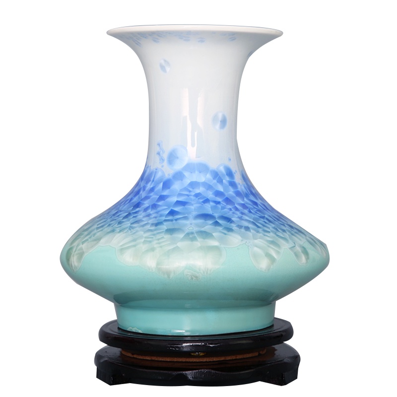 景德镇陶瓷结晶釉花瓶家居客厅书房办公室餐厅桌面台面插花摆件