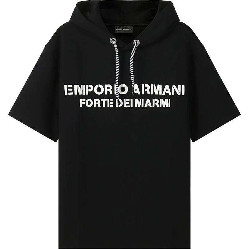 阿玛尼 EMPORIO ARMANI 男士棉质连帽短袖卫衣运动衫6K1M63 1JHSZ