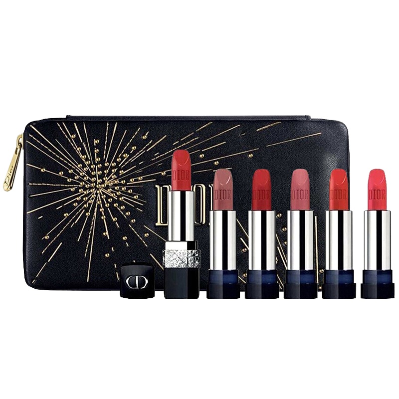[国内专柜版]迪奥烈艳蓝金唇膏烟花限量版 黑管口红080+666+520#+028+999滋润+999哑光 情人节礼盒