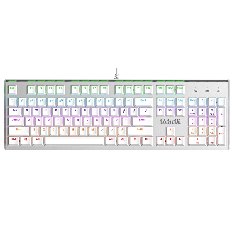 达尔优牧马人机械键盘有线笔记本台式电脑通用吃鸡游戏青轴黑轴104键金属电竞家用