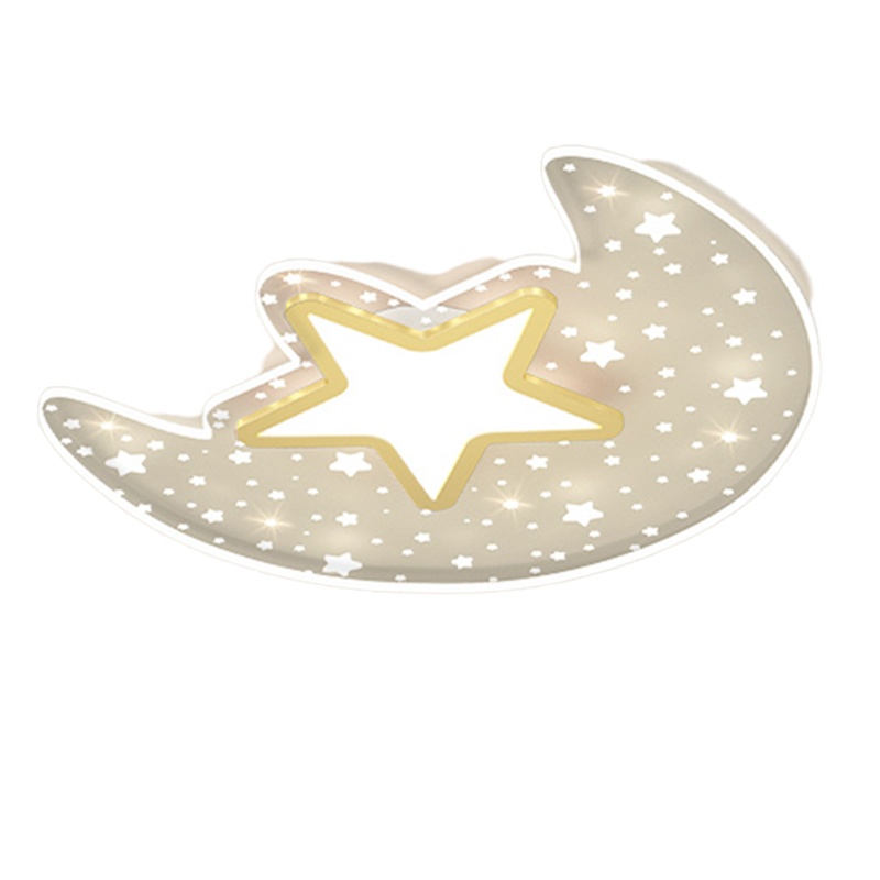 北欧后现代儿童房吸顶灯男孩女孩个性卡通星月卧室灯三色变光灯具