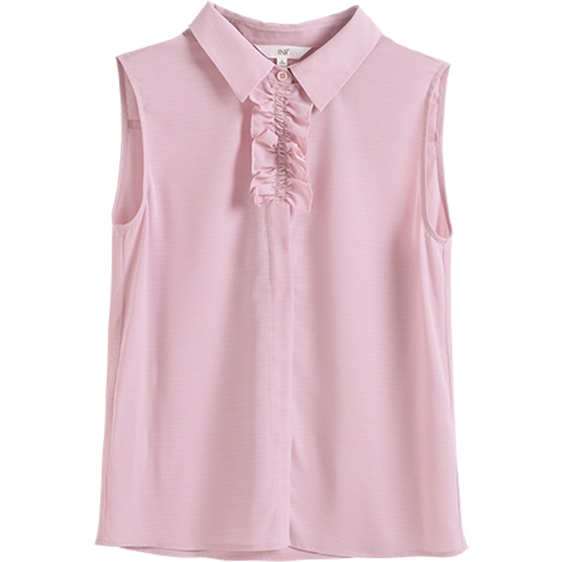 OSA欧莎雪纺衬衫女夏短袖2019新款宽松露肩开衫无袖小衫时尚洋气