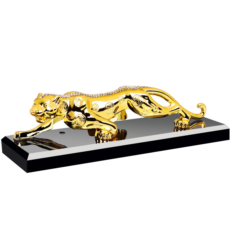 淘尔杰TAOERJ车载摆件金属水晶金钱豹子汽车摆件 汽车香水座式用品车上车内饰品